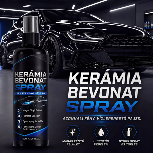 🚗 Autó nanokerámia bevonó spray – Tartós fény, hidrofób védelem ✨
