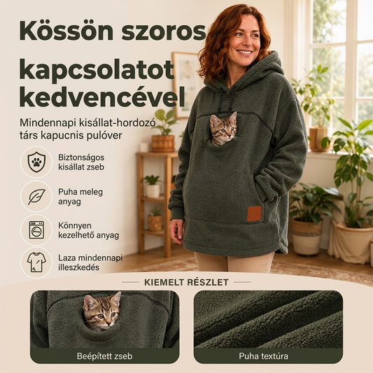 🧸 Uniszex plüss állathordó kapucnis pulóver – Puha, aranyos, kényelmes ✨