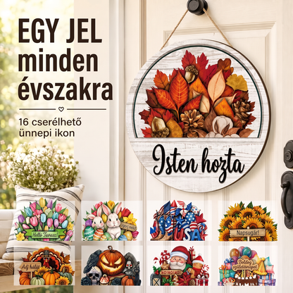 🏠 16 db-os cserélhető Welcome tábla – Bejárati ajtóhoz, üdvözlő dekoráció ✨