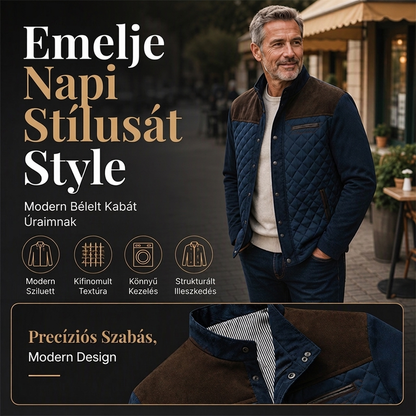 🧥 Férfi casual állítható nyakú meleg quiltes dzseki – Kényelmes, praktikus, divatos ✨