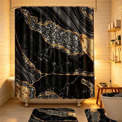 🛁 Elegáns márványmintás zuhanyfüggöny – Fürdőszobai dekoráció, vízálló ✨