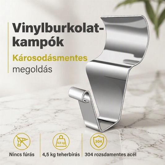🛠️ Nagy teherbírású 304 rozsdamentes acél vinil burkolat kampók – Erősek, tartósak, könnyen használhatók ✨