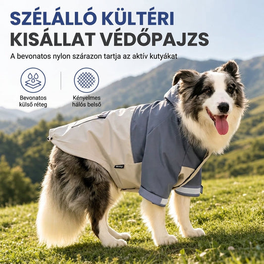 ☔ Vízálló tömbös színű kutyakabát – Szélálló, légáteresztő, teljes védelem ✨
