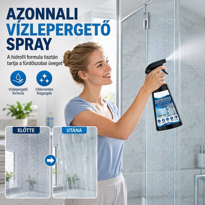 🚿 Gyorsan száradó zuhanyüveg spray törlővel – Vízkőmentes, csillogó tisztaság ✨