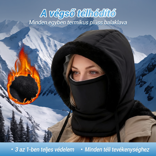 🧢 Plüssbéléses vastagított hővédő sapka arcmaszkkal – Meleg, szélálló, praktikus ✨