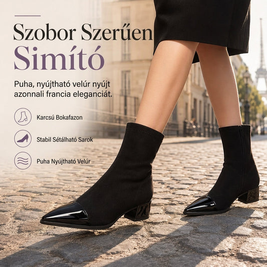 👢Női hegyes orrú bokacsizma kényelmes magassággal – Francia stílus, tavaszra és őszre, kényelmes járás ‍♀️