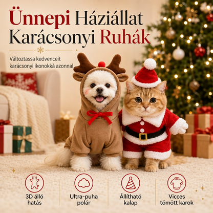 🎄 Karácsonyi kutyaruha ünnepi kisállat jelmez – Meleg, puha, őszre és télre 🐶