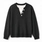 👚 Alkalmi ál-kétrészes V-nyakú kötött pulóver – Gombokkal, elegáns, kényelmes ✨