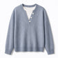 👚 Alkalmi ál-kétrészes V-nyakú kötött pulóver – Gombokkal, elegáns, kényelmes ✨