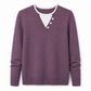 👚 Alkalmi ál-kétrészes V-nyakú kötött pulóver – Gombokkal, elegáns, kényelmes ✨