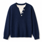 👚 Alkalmi ál-kétrészes V-nyakú kötött pulóver – Gombokkal, elegáns, kényelmes ✨