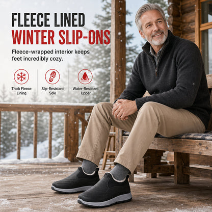 👞 Férfi téli bundával bélelt vízálló cipő – Könnyen felvehető, csúszásgátló ✨