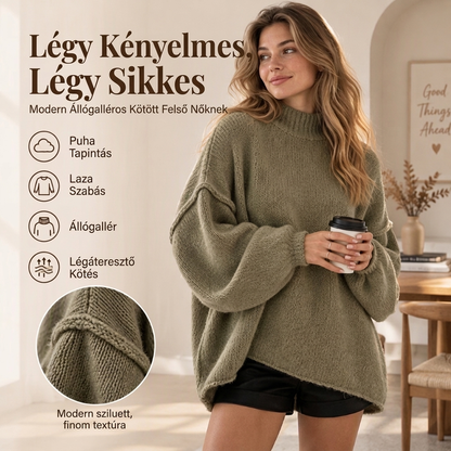 👚 Női laza vágású kis nyakú kötött pulóver – Kényelmes, elegáns, mindennapi viselet ✨