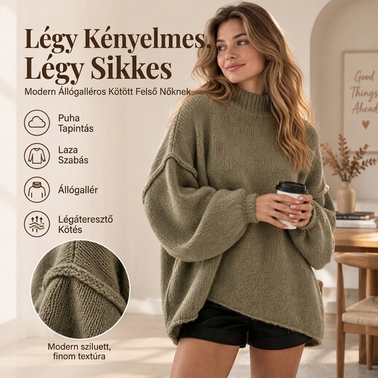 👚 Női laza vágású kis nyakú kötött pulóver – Kényelmes, elegáns, mindennapi viselet ✨