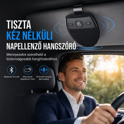 🚗 SP11 autós napellenző Bluetooth kihangosító – Rezgésérzékelős bekapcsolás, A2DP, hívóazonosító ✨