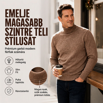 🧥 Férfi klasszikus vékony fazonú garbó pulóver – Elegáns, karcsú, kényelmes ✨