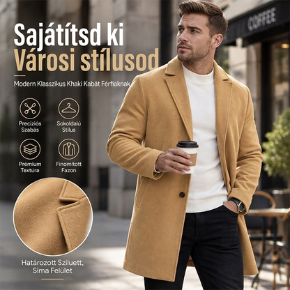 🧥 Férfi klasszikus egysoros középhosszú kabát – Elegáns, letisztult, sokoldalú ✨
