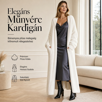 🧥 Női műmink bundás hosszú kardigán – Bolyhos, túlméretezett, őszi-téli kabát ✨