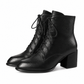 👢 Női vintage brit stílusú fűzős bokacsizma – Hegyes orr, közepes kockasarok ✨