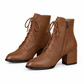 👢 Női vintage brit stílusú fűzős bokacsizma – Hegyes orr, közepes kockasarok ✨