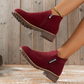 👢 Női oldalsó cipzáras alacsony sarkú bokacsizma – Praktikus, kényelmes, divatos ✨