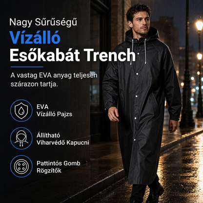 🌧️ Hosszú kapucnis EVA esőkabát poncsó – Vízálló, praktikus, kényelmes ✨