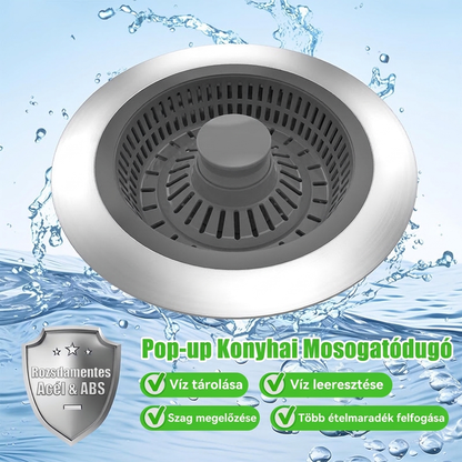 🚿 3 az 1-ben felugró konyhai mosogató leeresztő szűrő – Praktikus, könnyen tisztítható ✨