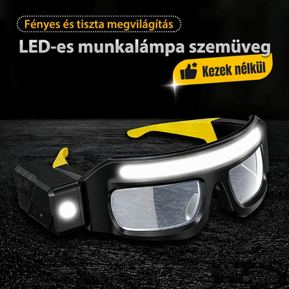 🔦 Kézfüggetlen LED-es munkahelyi szemüveg – Világítás kéz nélkül, praktikus ✨