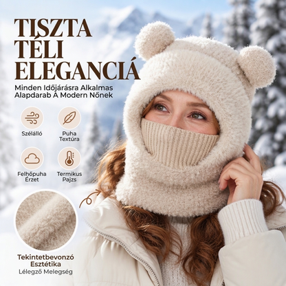 🧸 3 az 1-ben téli medvesapka sállal és maszkkal – Varm, praktikus és aranyos ✨